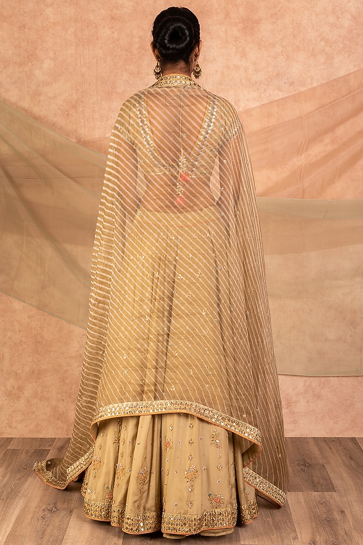 Oyster Gold Zardosi Embroidered Bridal Lehenga Set by SWATI UBROI at Pernia's Pop Up Shop