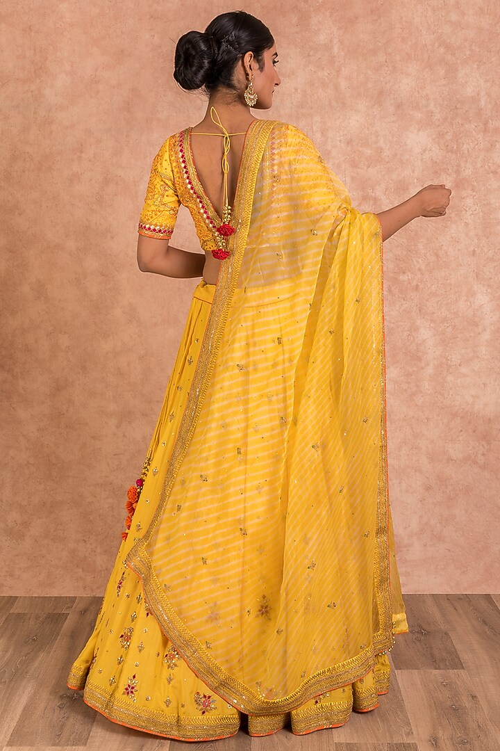 Yellow Embroidered Bridal Lehenga Set by SWATI UBROI at Pernia's Pop Up Shop