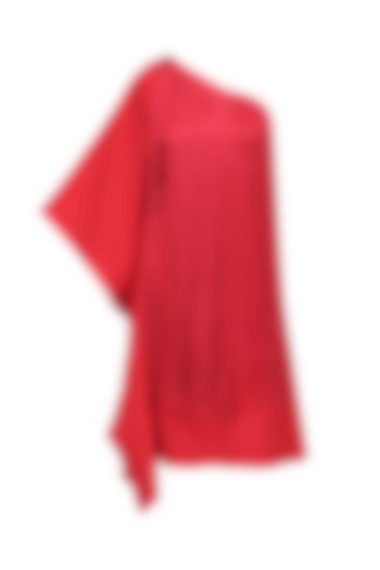 Crimson One Shoulder Dress by Swatee Singh