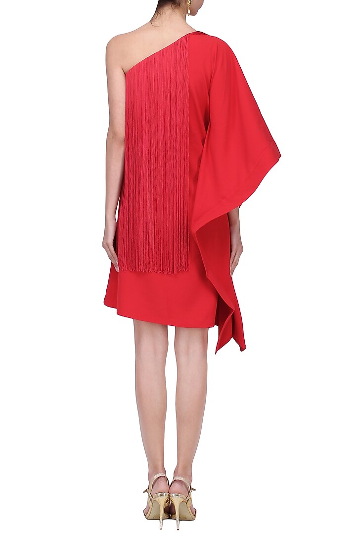 Crimson One shoulder dress available only at Pernia's Pop Up Shop.