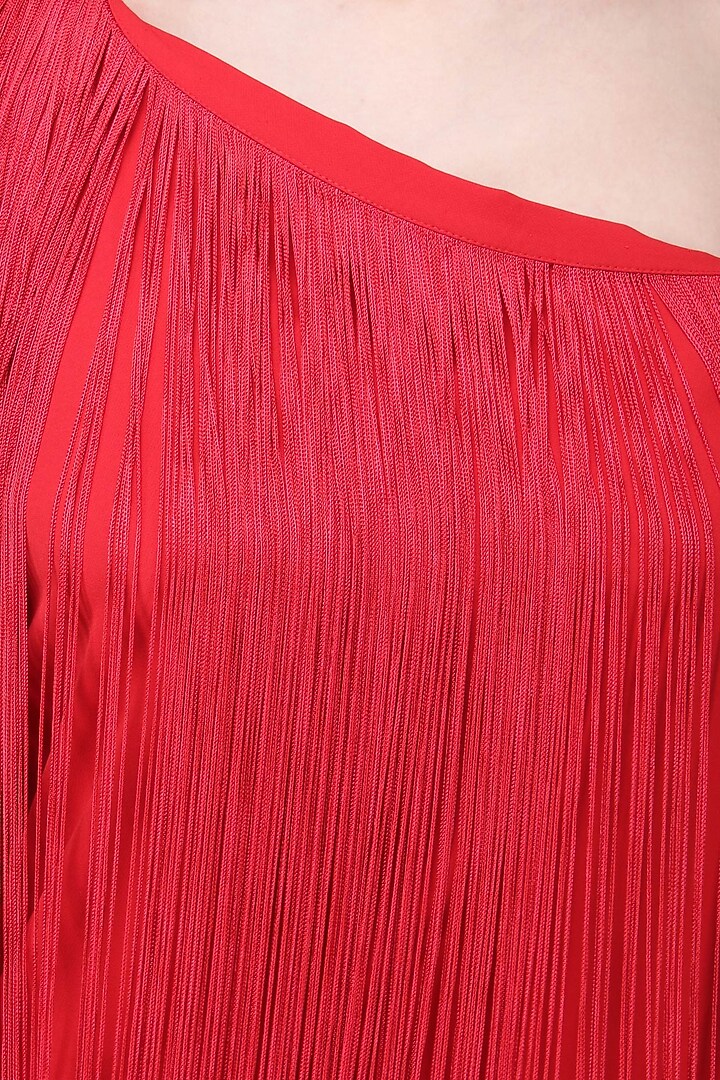 Crimson One shoulder dress available only at Pernia's Pop Up Shop.