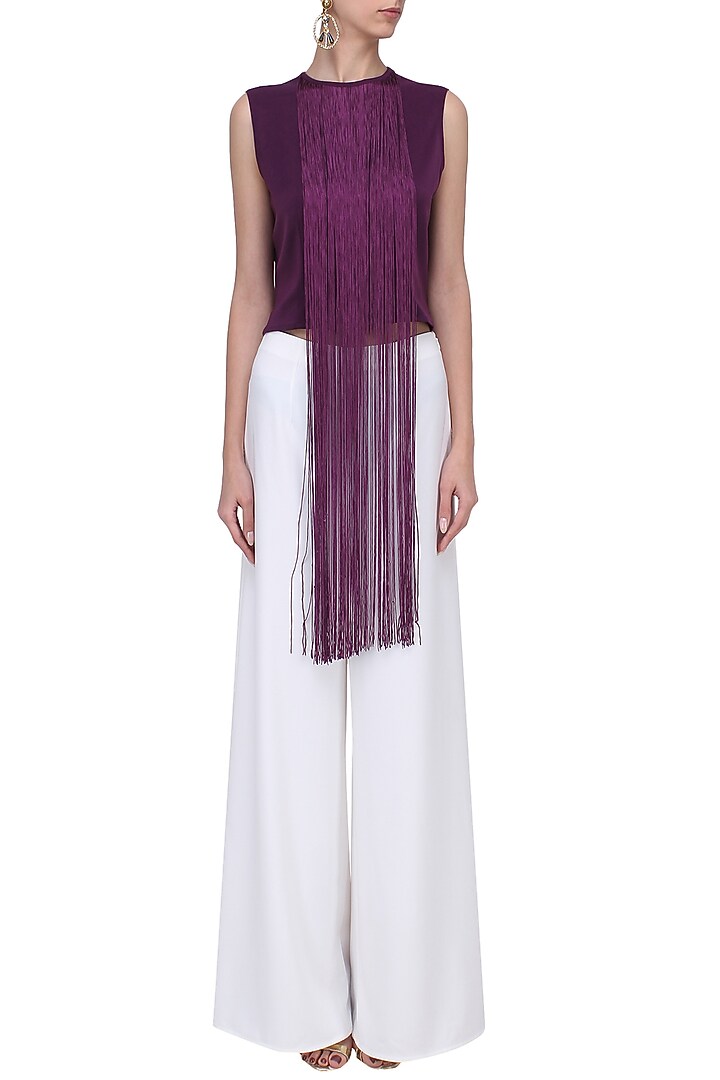 Purple fringe crop top available only at Pernia's Pop Up Shop.