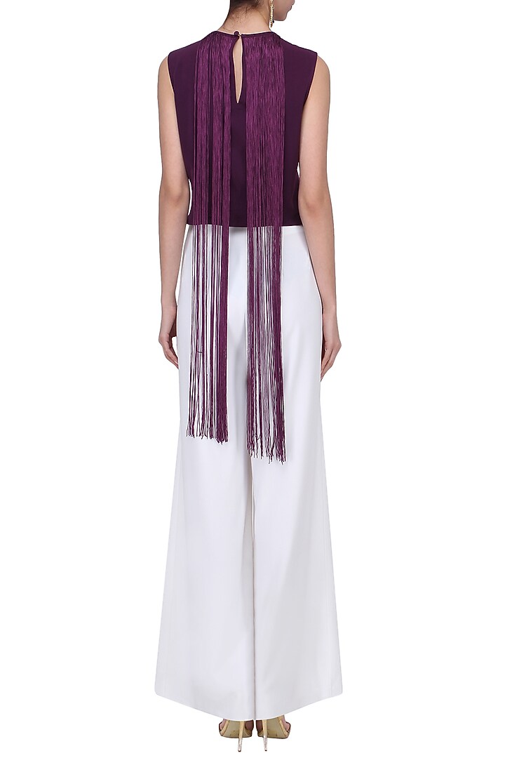 Purple fringe crop top available only at Pernia's Pop Up Shop.