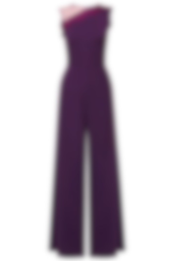 Purple Lace Appliqued Jumpsuit by Swatee Singh