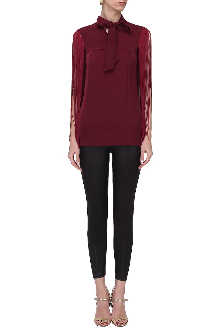 Maroon scarf collar top available only at Pernia's Pop Up Shop.