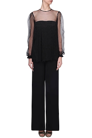 Black Fringes Top by Swatee Singh