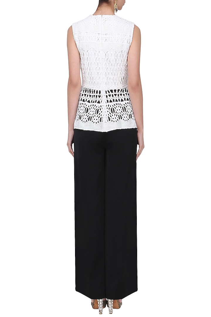 Ivory geometric lace peplum top available only at Pernia's Pop Up Shop.