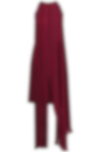 Maroon fringe halter neck dress available only at Pernia's Pop Up Shop.