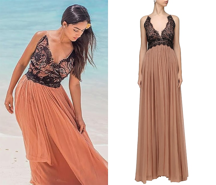 Sand color and black lace gown available only at Pernia's Pop Up Shop.