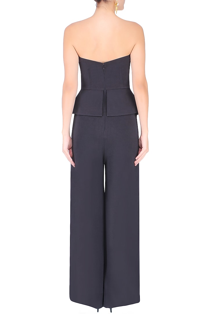 Black peplum style tube panelled jumpsuit available only at Pernia's Pop Up Shop.