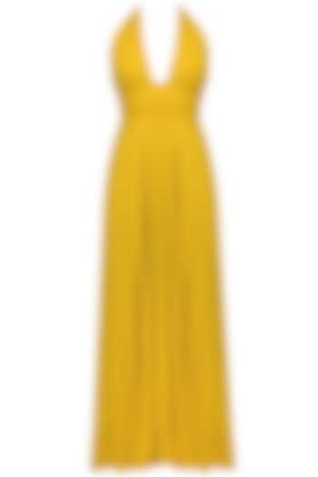 Mustard yellow criss cross neck retro gown available only at Pernia's ...
