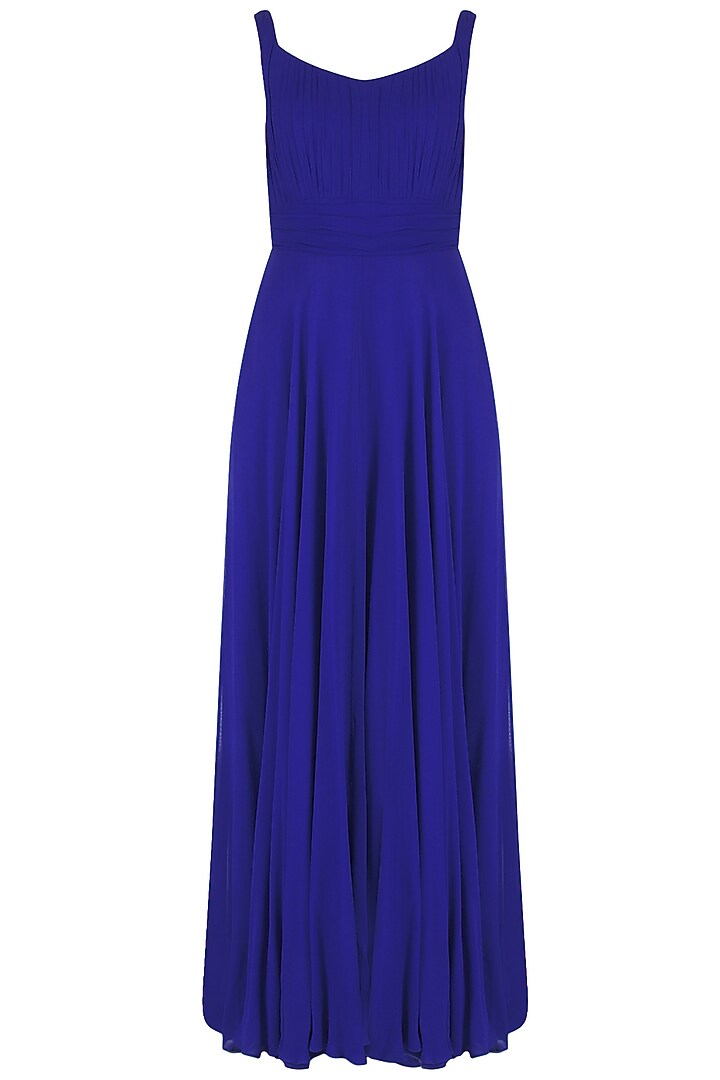 Royal blue diamante neck ruffle gown available only at Pernia's Pop Up Shop.