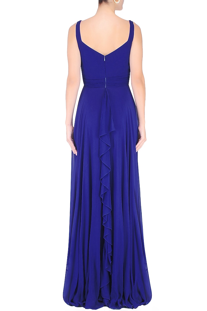 Royal blue diamante neck ruffle gown available only at Pernia's Pop Up Shop.
