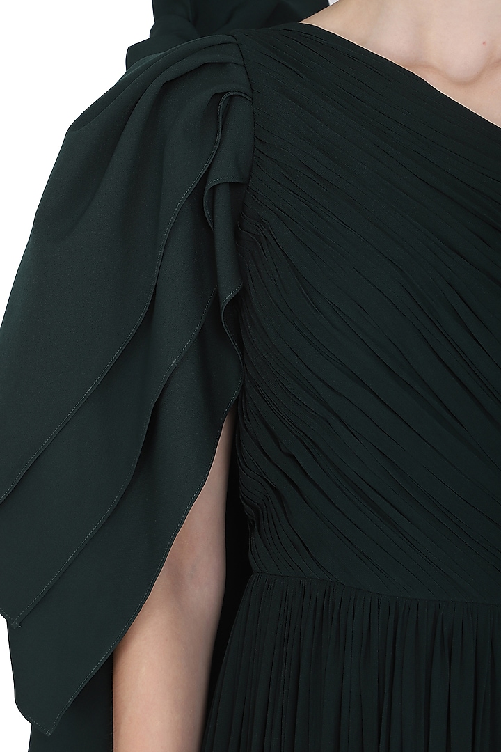 Green one shoulder pleated dress available only at Pernia's Pop Up Shop.