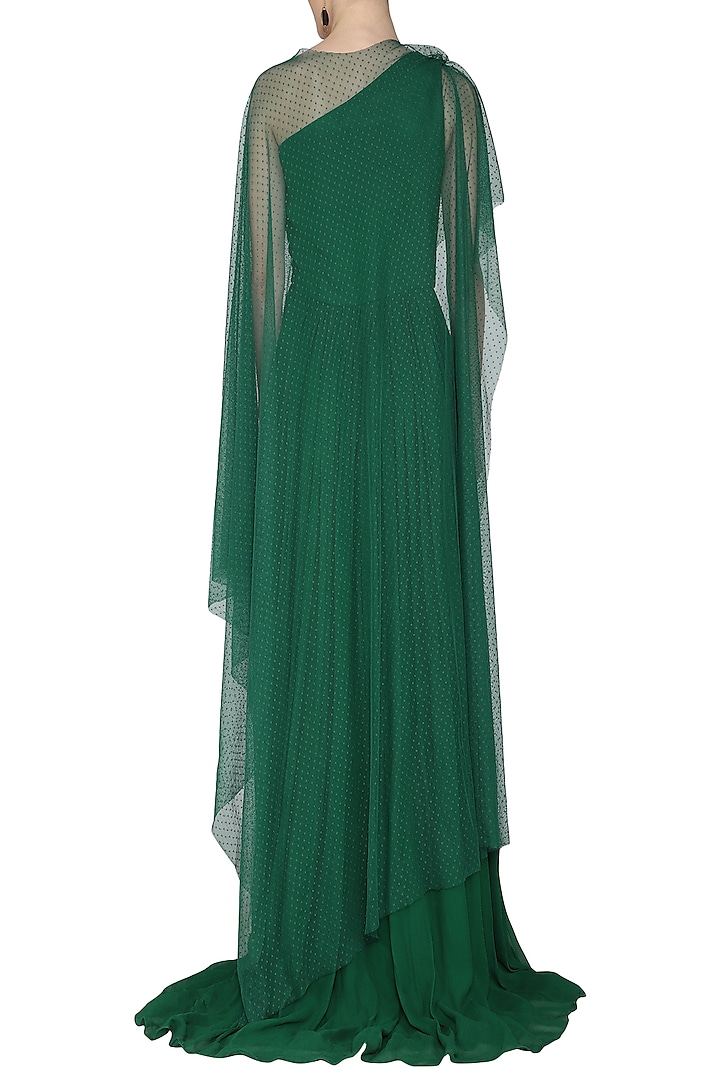 Dark green one shoulder pleated gown available only at Pernia's Pop Up Shop.