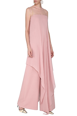 Blush Pink Asymmetrical Jumpsuit by Swatee Singh