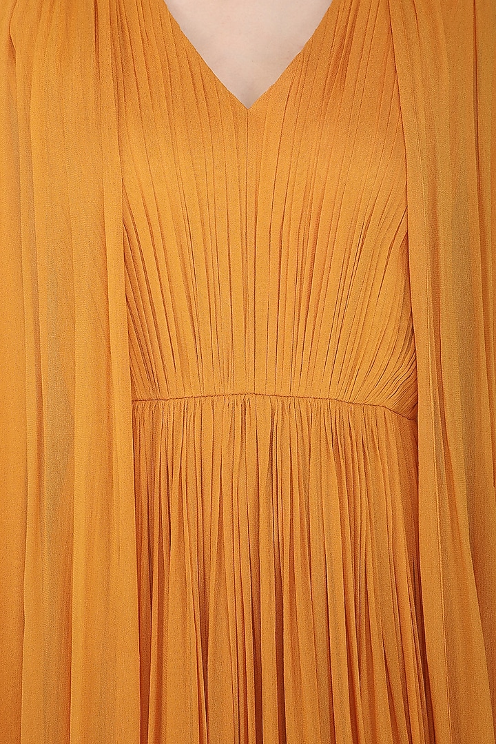 Mustard gown with kaftan drape available only at Pernia's Pop Up Shop.
