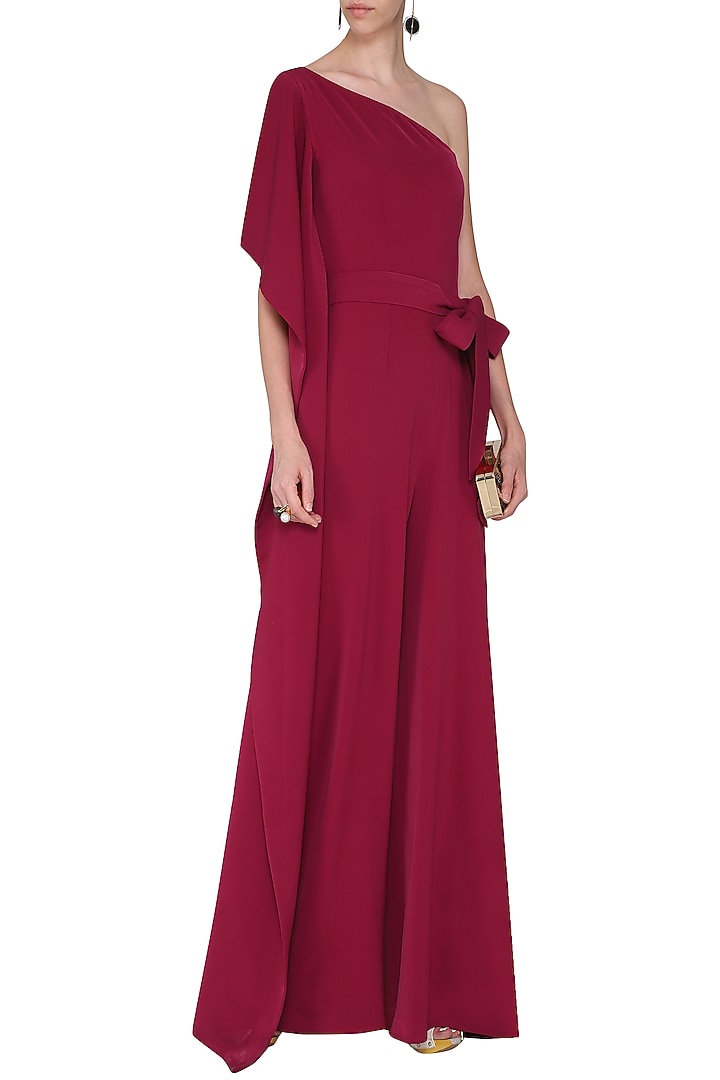 Red one shoulder drape gown available only at Pernia's Pop Up Shop.