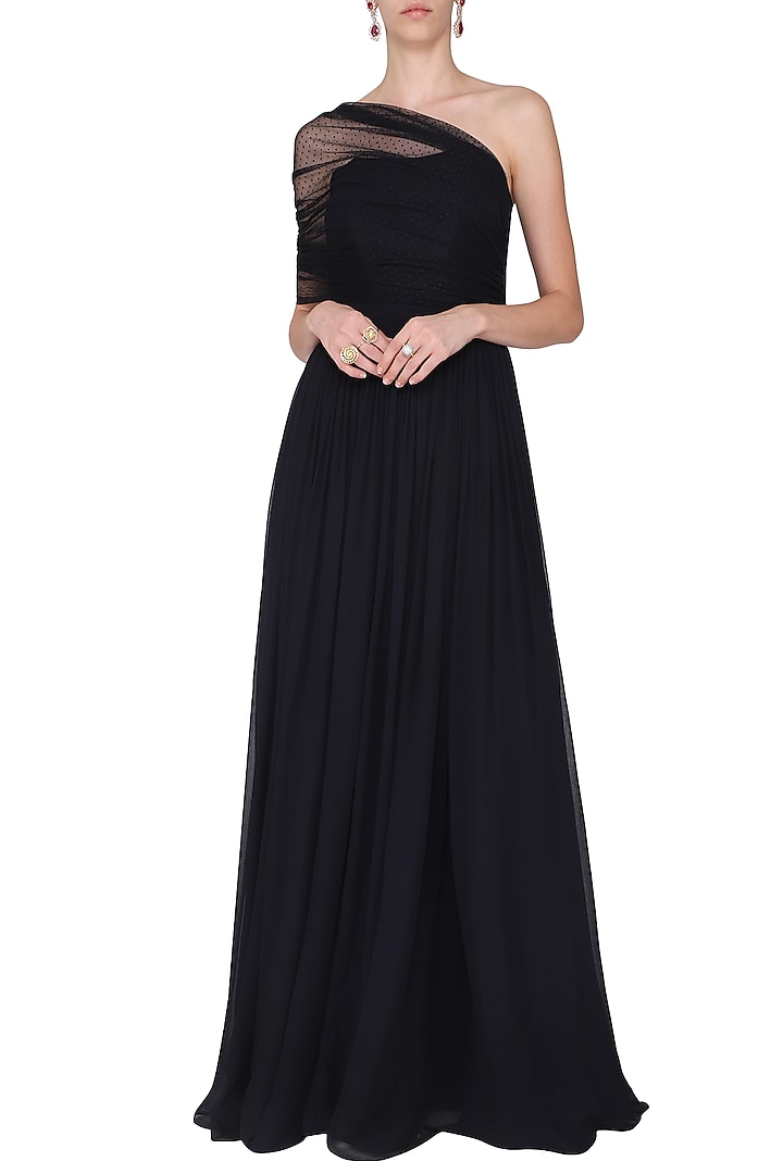 Navy blue corset drape gown available only at Pernia's Pop Up Shop.
