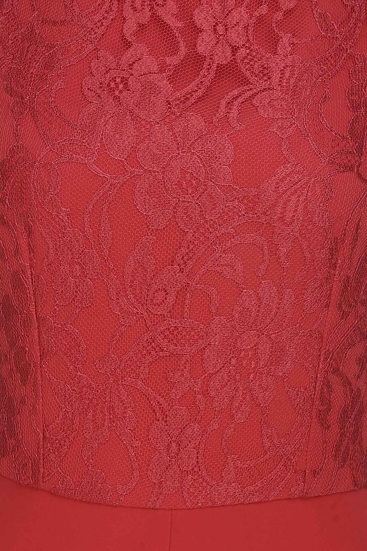 Crimson red lace curva wiggle dress available only at Pernia's Pop Up Shop.