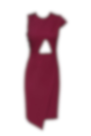 Maroon Cutout and Overlapping Hem Layered Dress by Swatee Singh