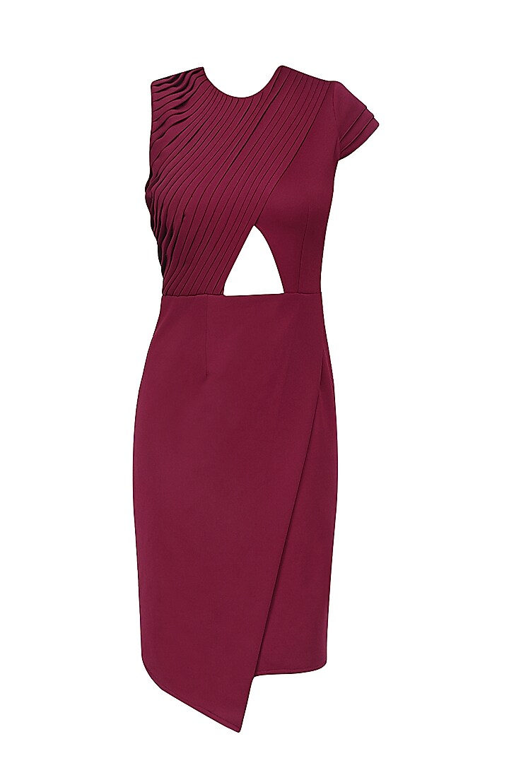 Maroon Cutout and Overlapping Hem Layered Dress by Swatee Singh