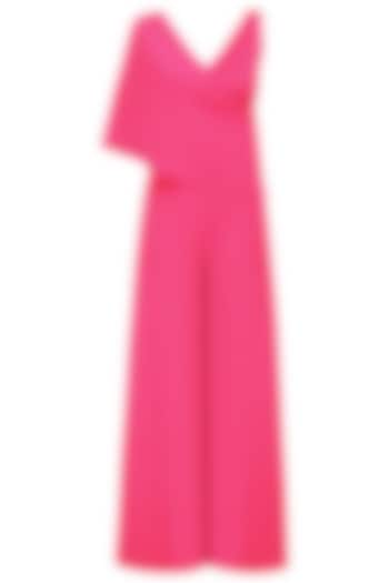 Fuschia pink overlapping cape jumpsuit available only at Pernia's Pop Up Shop