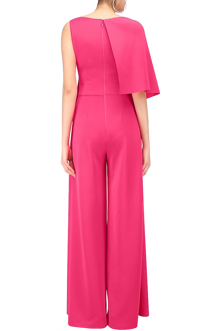Fuschia pink overlapping cape jumpsuit available only at Pernia's Pop Up Shop