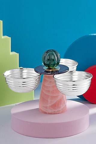 Multi-Colored Silver Plated Bowl by SwatiN