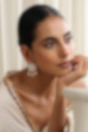 Rose Gold Finish Green Kundan Polki Handcrafted Stud Earrings by Swabhimann Jewellery at Pernia's Pop Up Shop