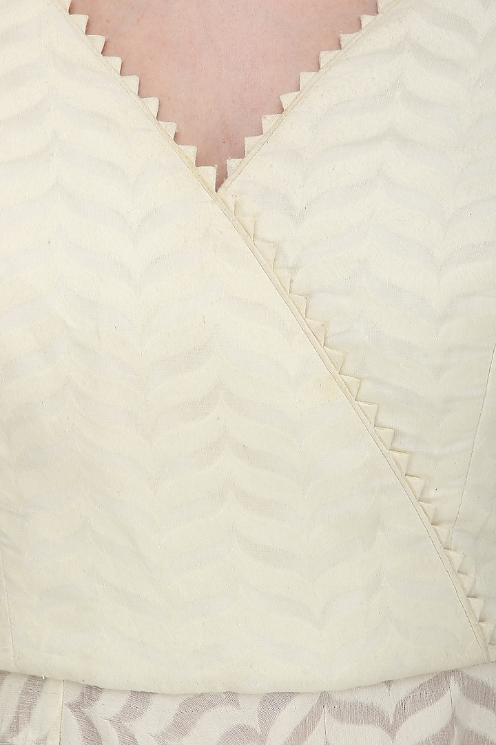 Ivory angharka in chanderi with pallazo and dupatta available only at Pernia's Pop Up Shop.