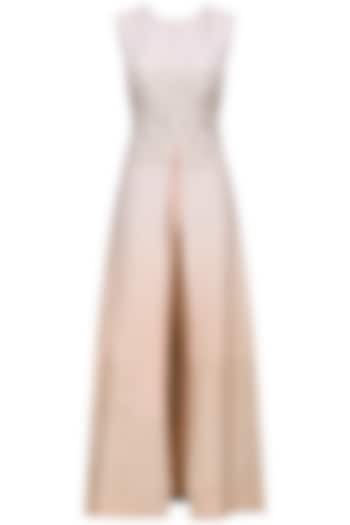 Peach Chanderi mid bust cape and pallazos set available only at Pernia's Pop Up Shop.