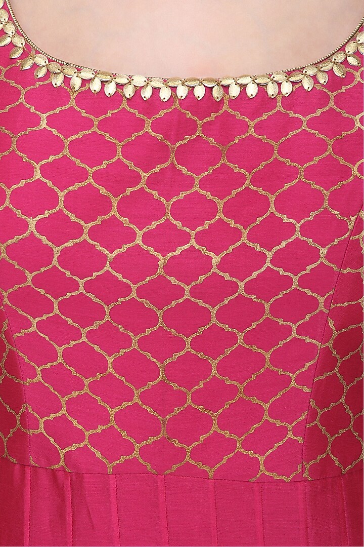 Hot pink chanderi anarkali available only at Pernia's Pop Up Shop.