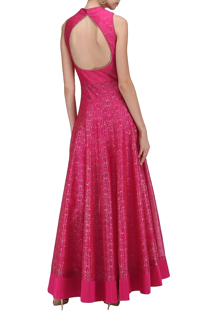 Hot pink chanderi cape with pallazo available only at Pernia's Pop Up Shop.