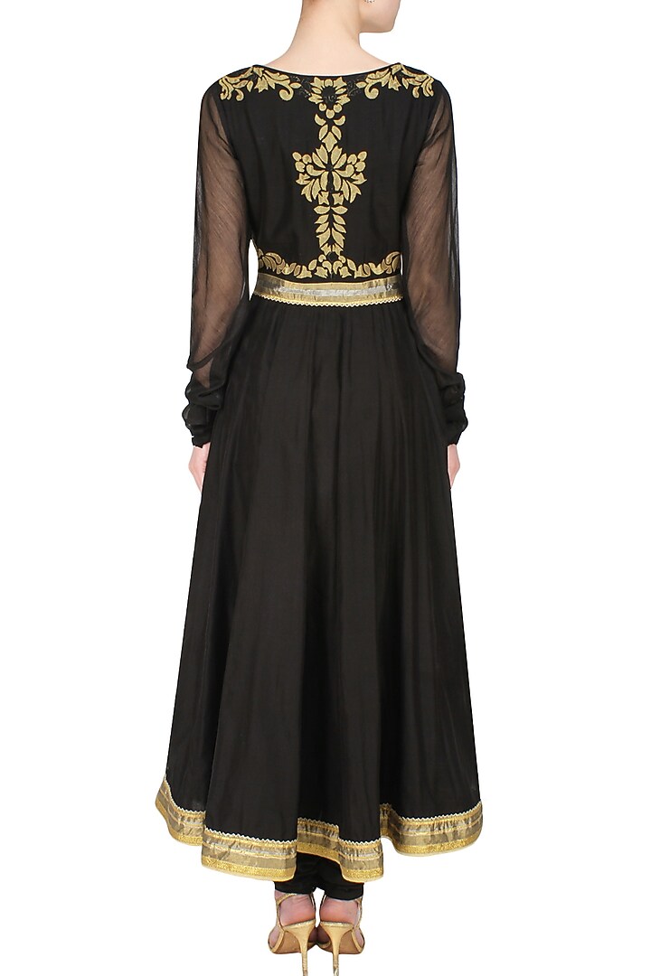 Ash grey handcut mtoifs kalidaar kurta and churidaar pants set available only at Pernia's Pop Up Shop.