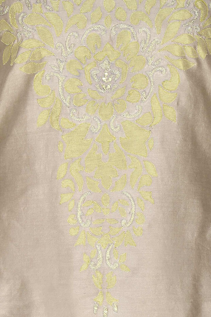 Ash grey handcut motif short kurta and flared pants set available only at Pernia's Pop Up Shop.