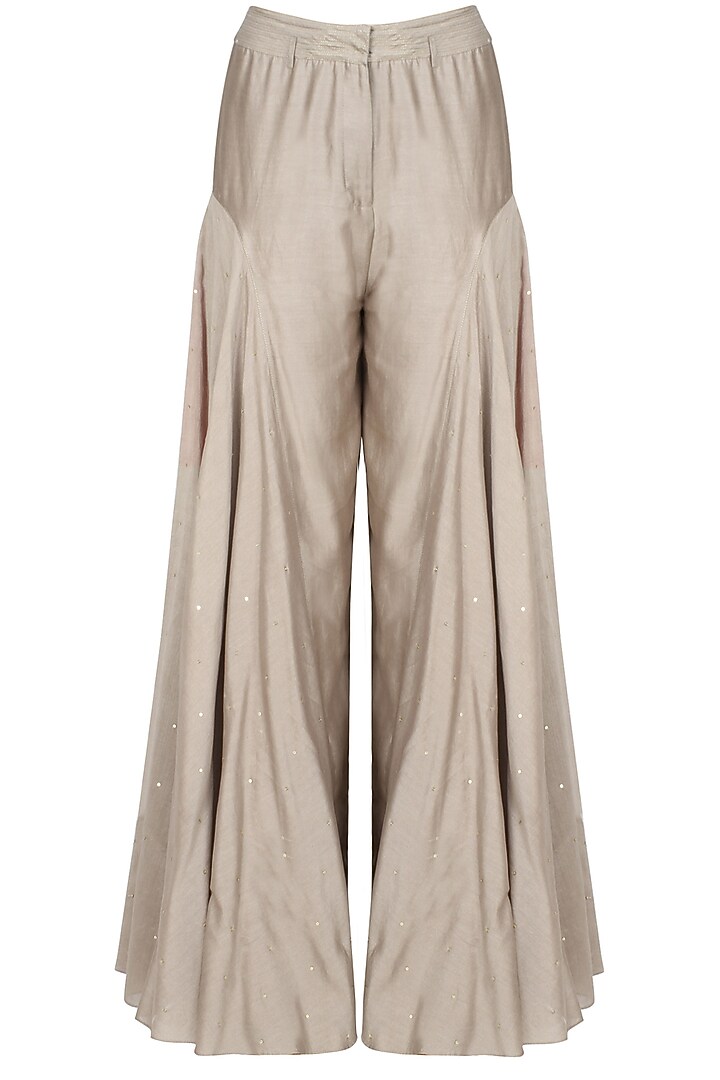 Ash grey handcut motif short kurta and flared pants set available only at Pernia's Pop Up Shop.
