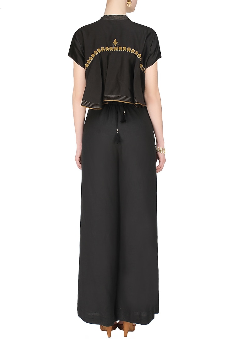 Black handcut motif winged midriff crop top available only at Pernia's Pop Up Shop.