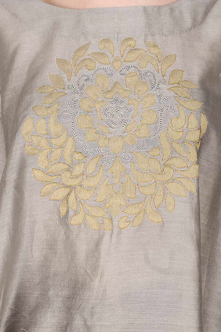 Ash grey handcut motif asymmetric flared top available only at Pernia's Pop Up Shop.