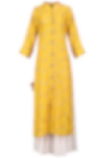 Mustard gota patti embellished kurta set available only at Pernia's Pop Up Shop.