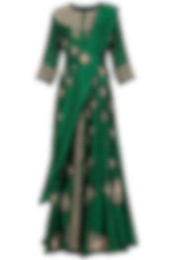 Green Embroidered Anarkali Gown by Swati Jain