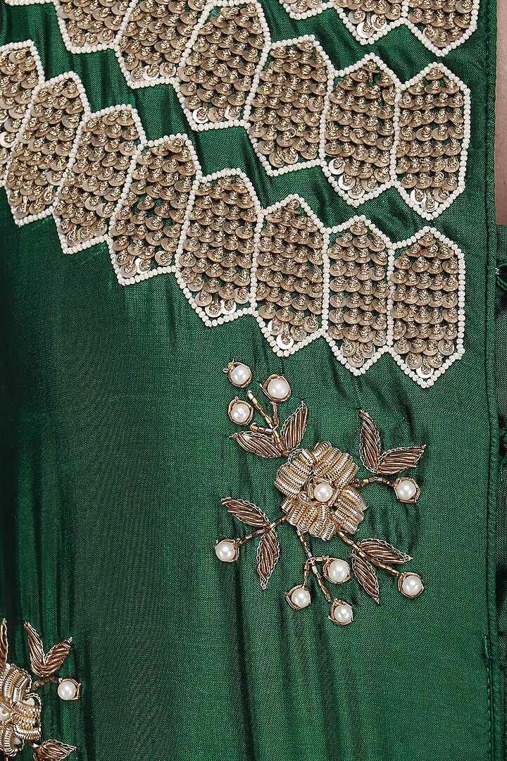 Green embroidered anarkali gown available only at Pernia's Pop Up Shop.