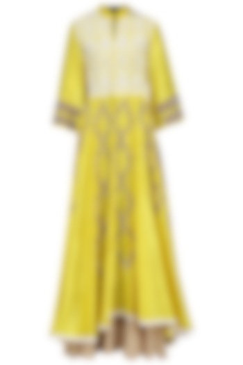 Yellow Embellished Anarkali Gown by Swati Jain