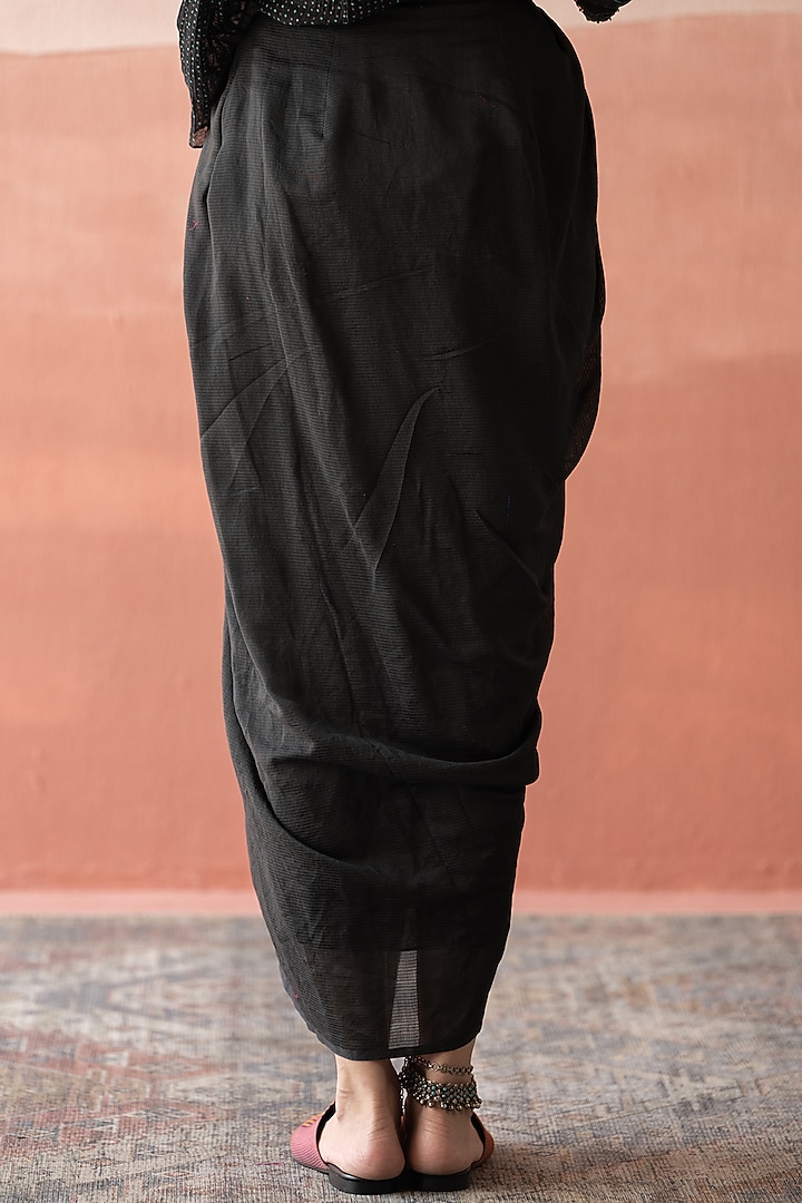 Ebony Black Self Striped Chanderi Skirt by Swatti Kapoor at Pernia's Pop Up Shop