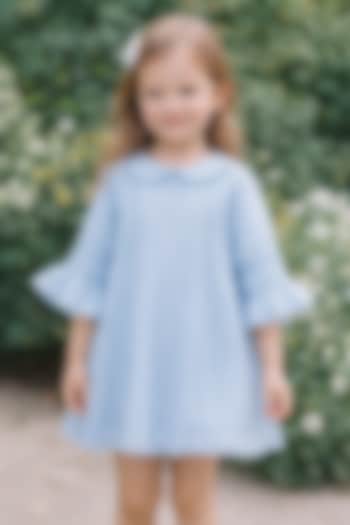 Blue Organic Cotton Dress For Girls by Swoon baby at Pernia's Pop Up Shop