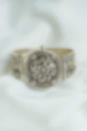 Oxidised Silver Finish Openable Chittai Cuff In Sterling Silver by Swadeshi Pitara at Pernia's Pop Up Shop