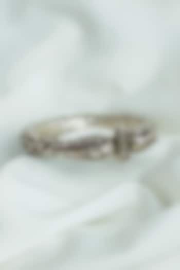 Oxidised Silver Finish Chittai Work Openable Peacock Bangle In Sterling Silver by Swadeshi Pitara at Pernia's Pop Up Shop
