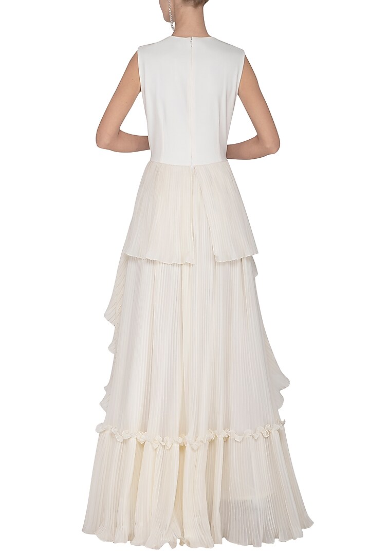 Ivory pleated frill gown by Swatee Singh at Pernia's Pop Up Shop