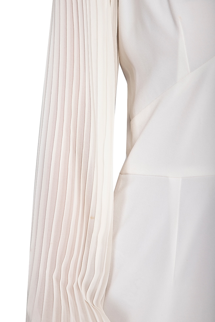 Ivory pleated sleeves jumpsuit by Swatee Singh at Pernia's Pop Up Shop