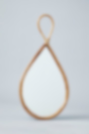 Beige Natural Rattan & Cane Droplet Wall Mirror by SYMETTRY
